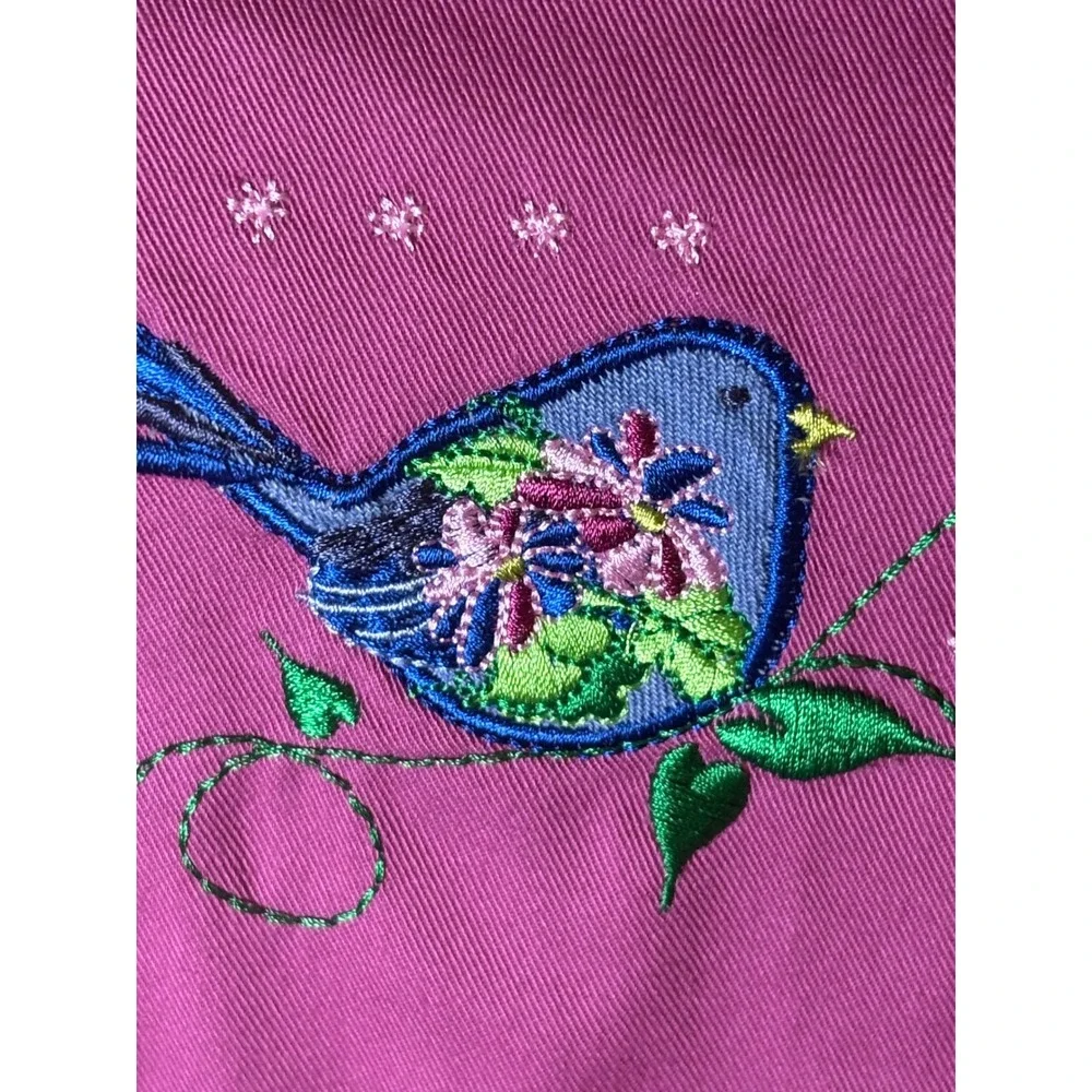Blair Purple Embroidered Bird Sleeveless Dress Midi Length‎ Cotton Blend